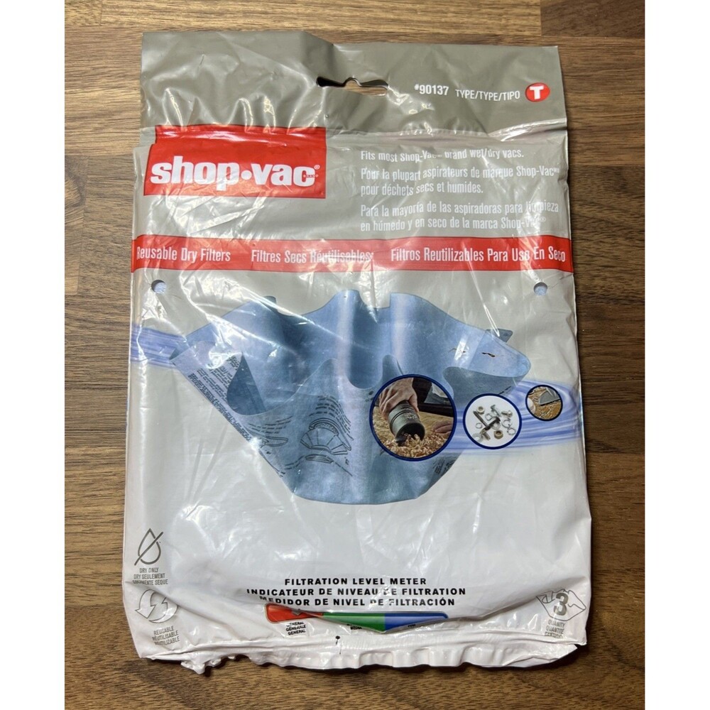 PACK OF 3 - Shop-Vac Reusable Paper Disc Filter 901-07